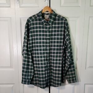 L.L. Bean Mens Traditional Fit Green Plaid Flannel Button Down Shirt SZ XL Soft